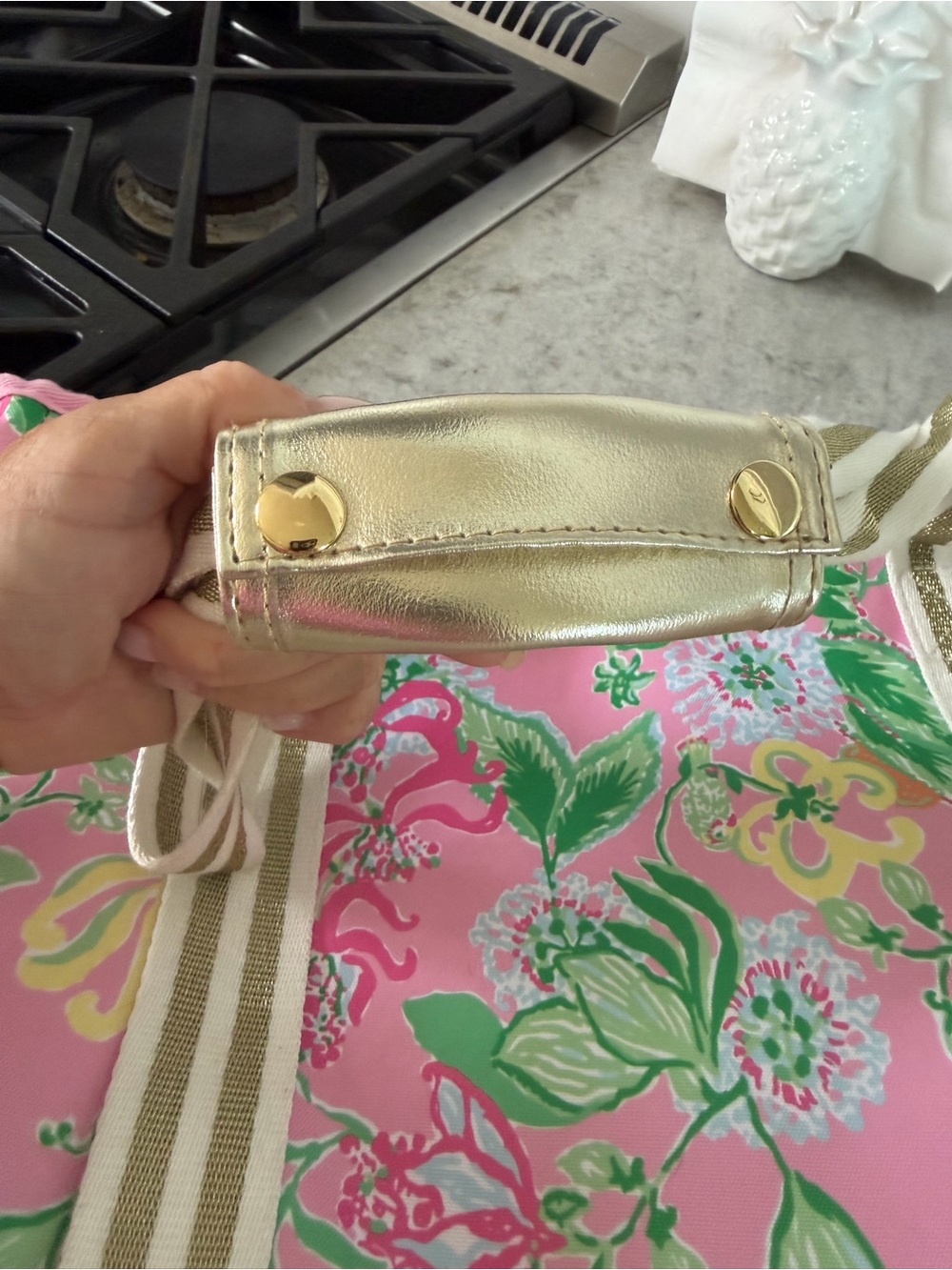 Lilly Pulitzer Pink Floral Striped-Handle Tote - Picture 3 of 7